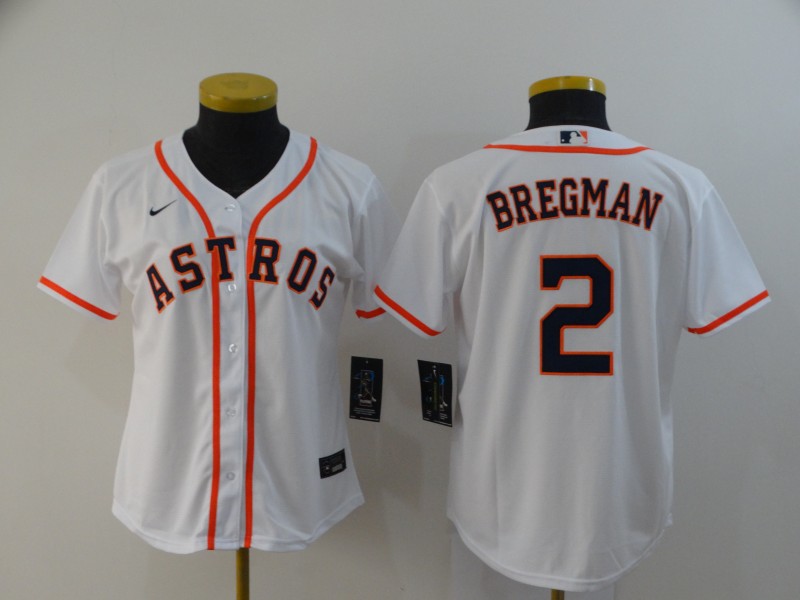 Women's Houston Astros #2 Alex Bregman 2020 White Cool Base Stitched MLB Jersey(Run Small)